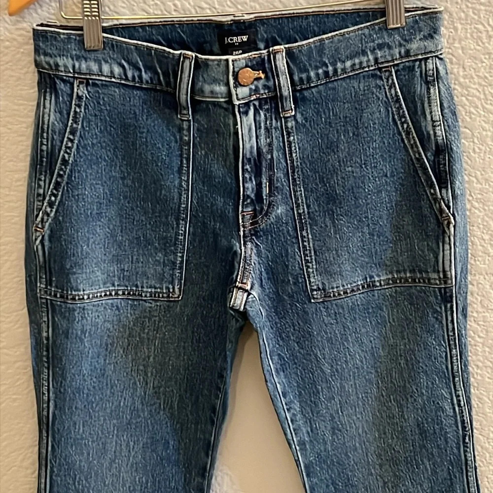 J.Crew Petite Womens Crop Ankle Patch Pocket Utility Jeans Blue Size 26P - Picture 3 of 7